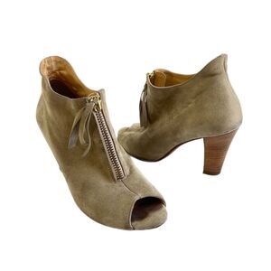 Paul Green Women's Heeled Booties Boots Size US 6 Suede Leather Beige Tan